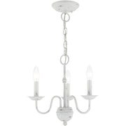 Antiqued White Three Light Metal Dimmable Chandelier With Shades