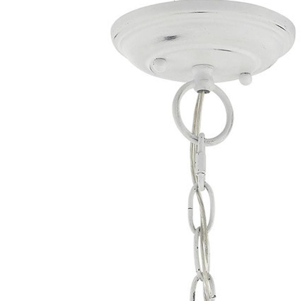 Antiqued White Three Light Metal Dimmable Chandelier With Shades