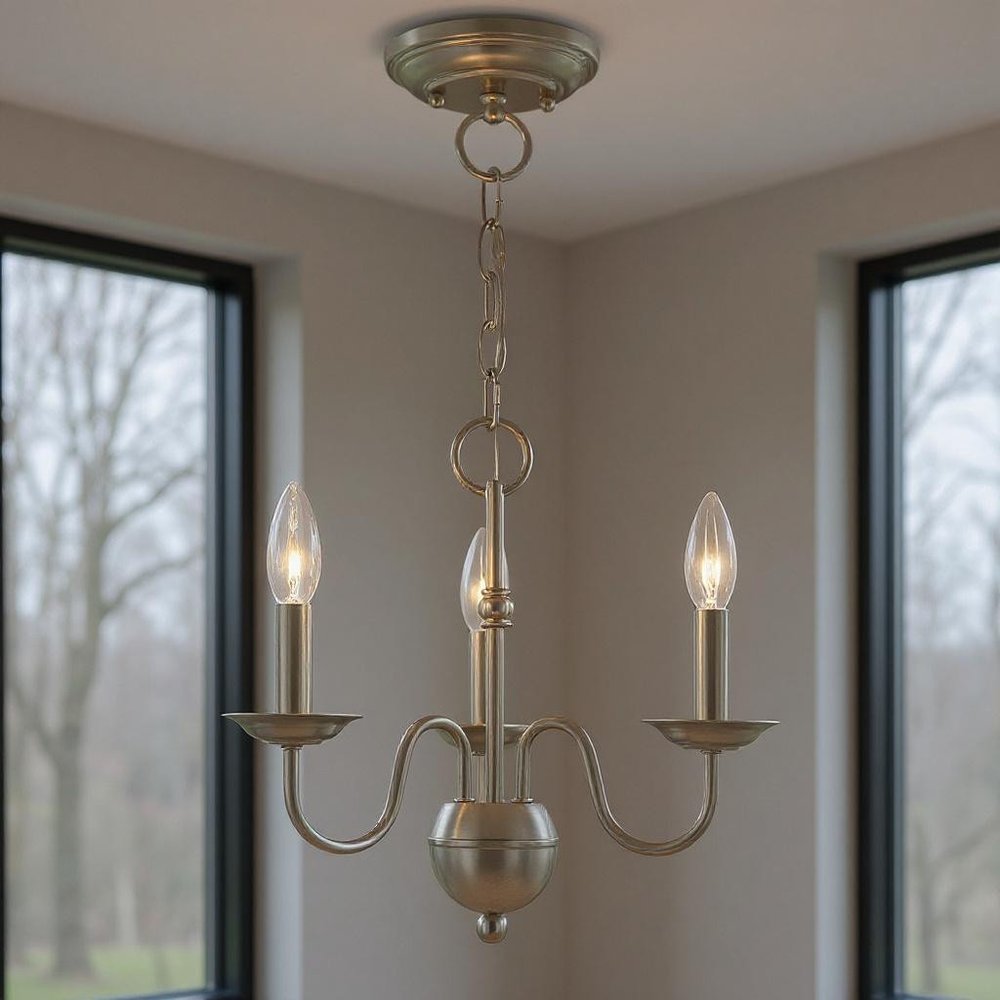 Three Light Dimmable Chandelier With Shades