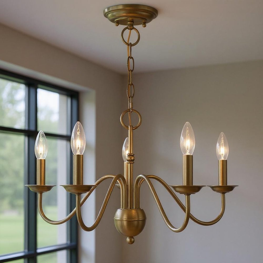 Five Light Dimmable Chandelier With Shades