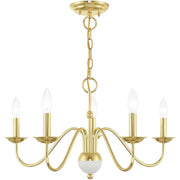 Five Light Dimmable Chandelier With Shades