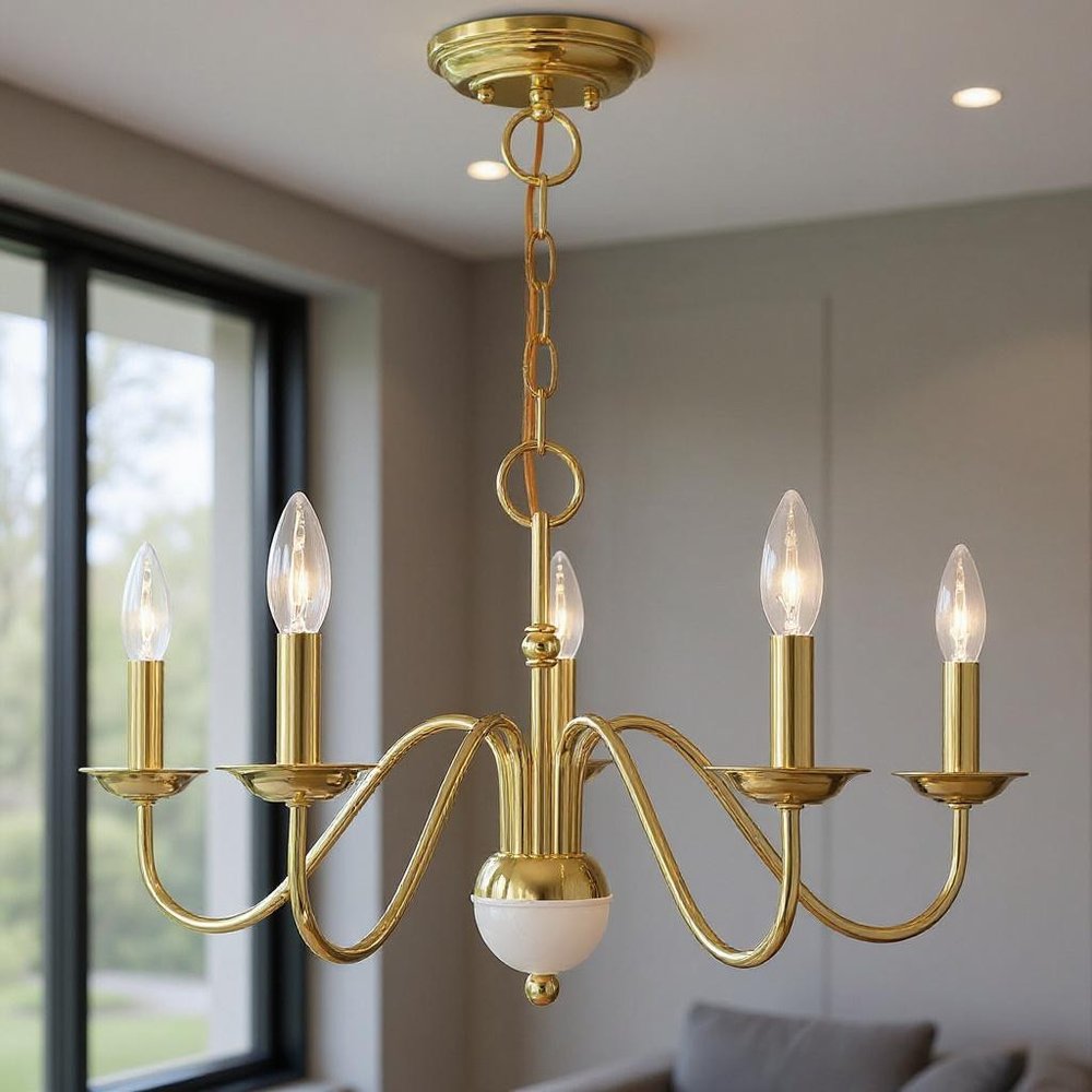 Five Light Dimmable Chandelier With Shades