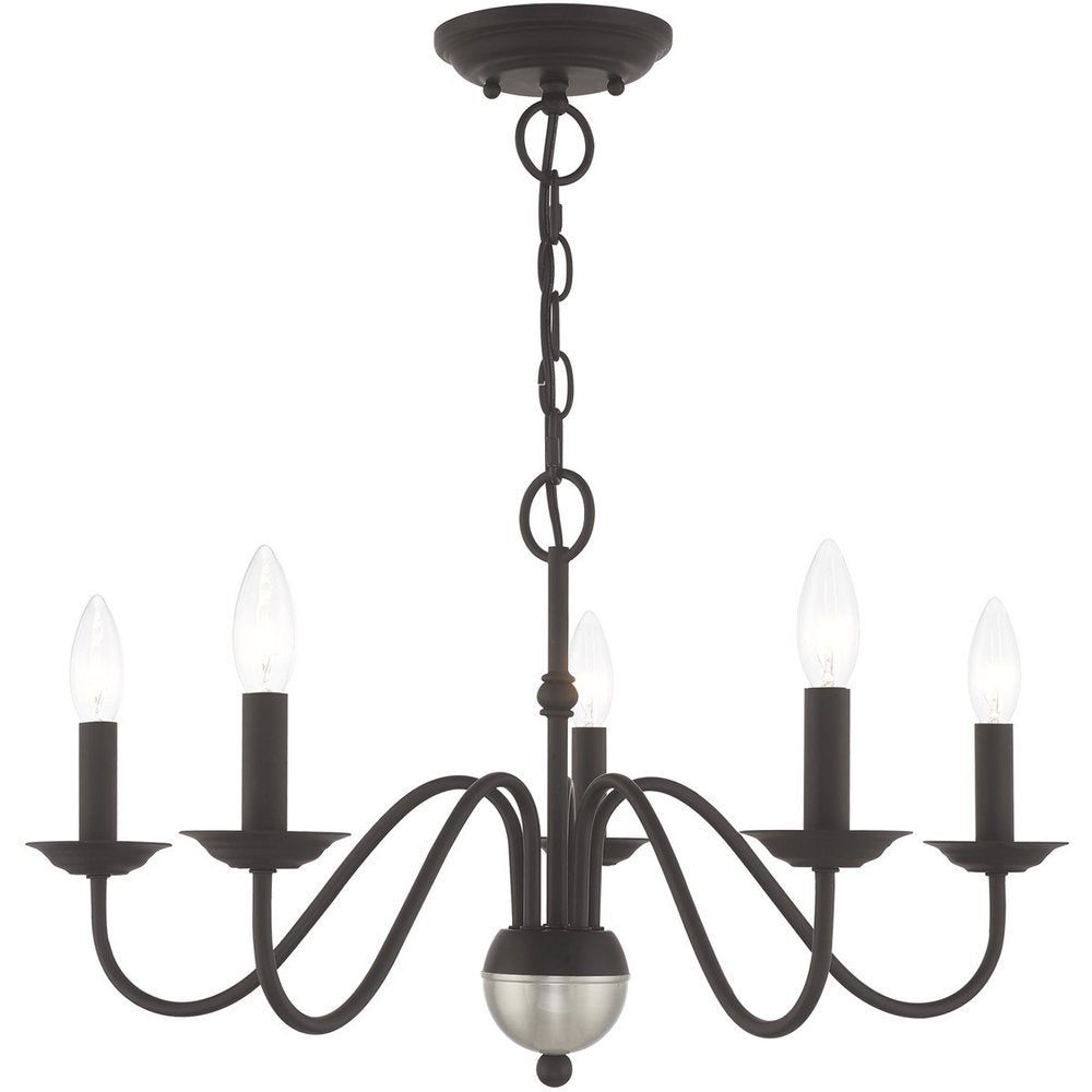Black Five Light Dimmable Chandelier With Shades