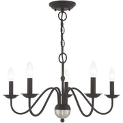 Black Five Light Dimmable Chandelier With Shades