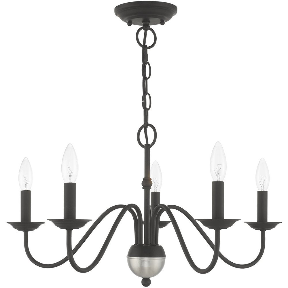 Black Five Light Dimmable Chandelier With Shades