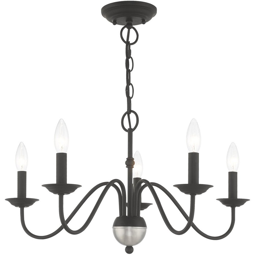 Black Five Light Dimmable Chandelier With Shades