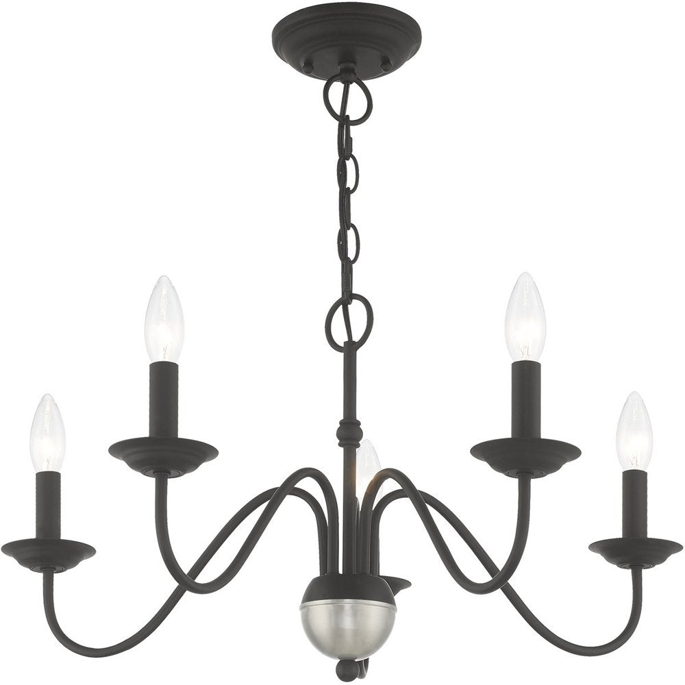 Black Five Light Dimmable Chandelier With Shades