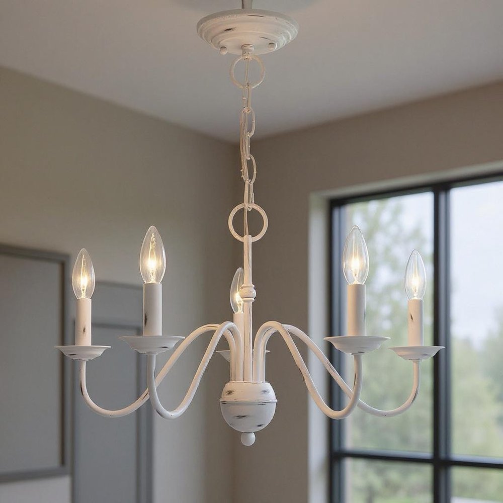 Five Light Dimmable Chandelier With Shades