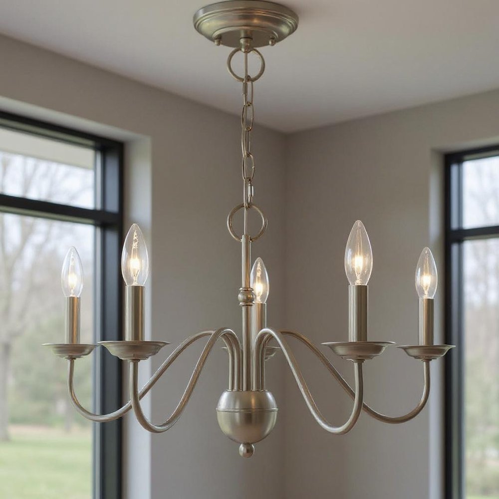 Five Light Dimmable Chandelier With Shades