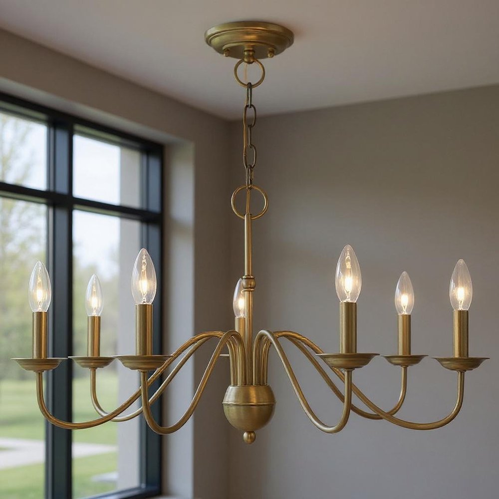 Seven Light Dimmable Chandelier With Shades