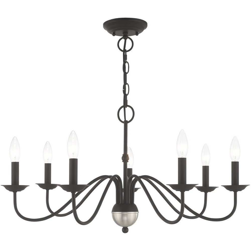 Black Seven Light Dimmable Chandelier With Shades
