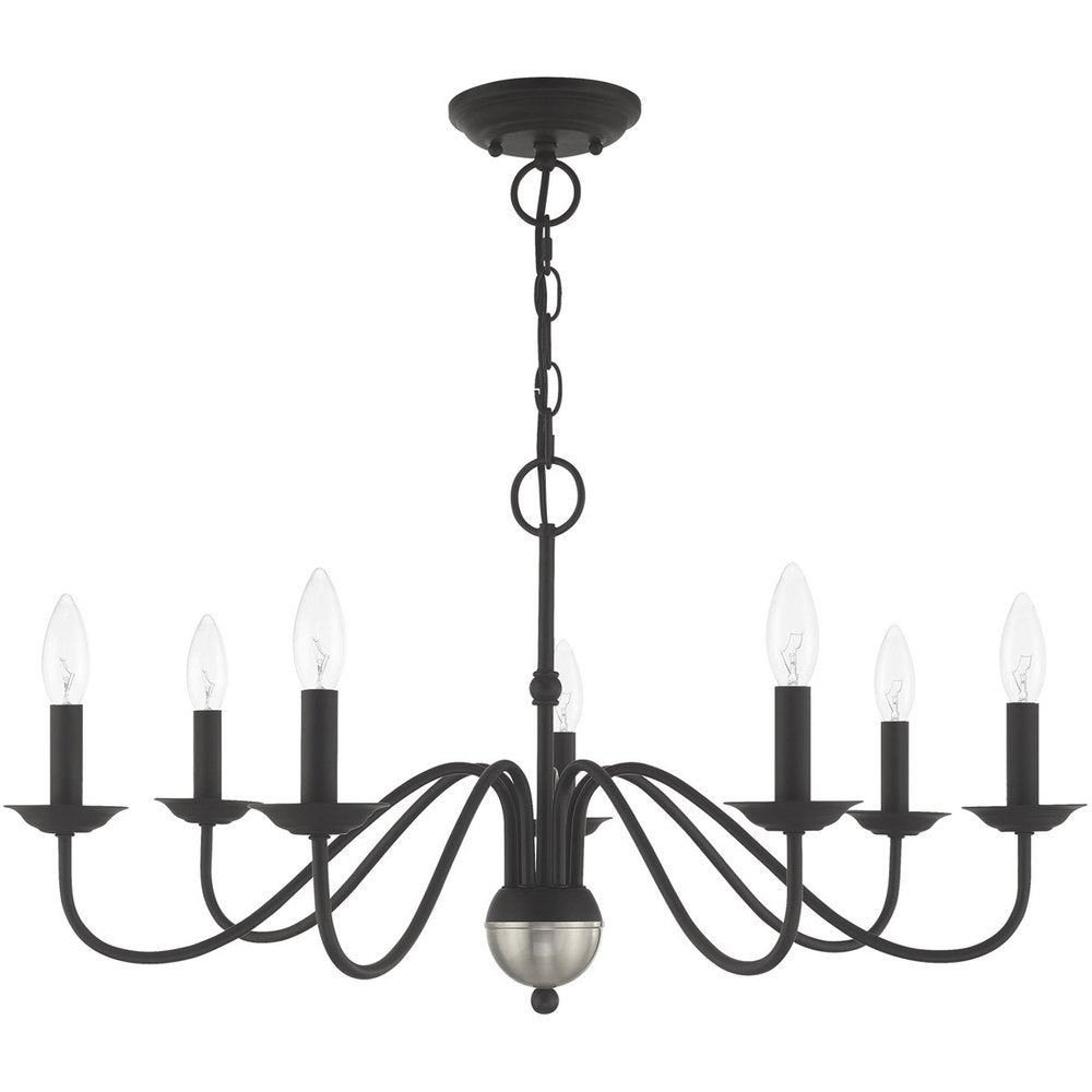 Black Seven Light Dimmable Chandelier With Shades