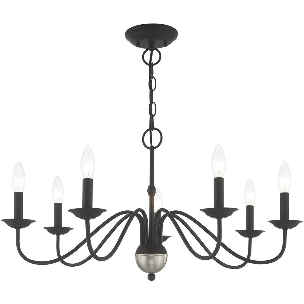 Black Seven Light Dimmable Chandelier With Shades