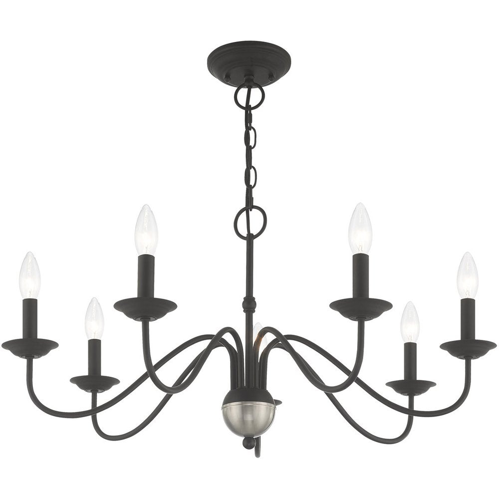 Black Seven Light Dimmable Chandelier With Shades