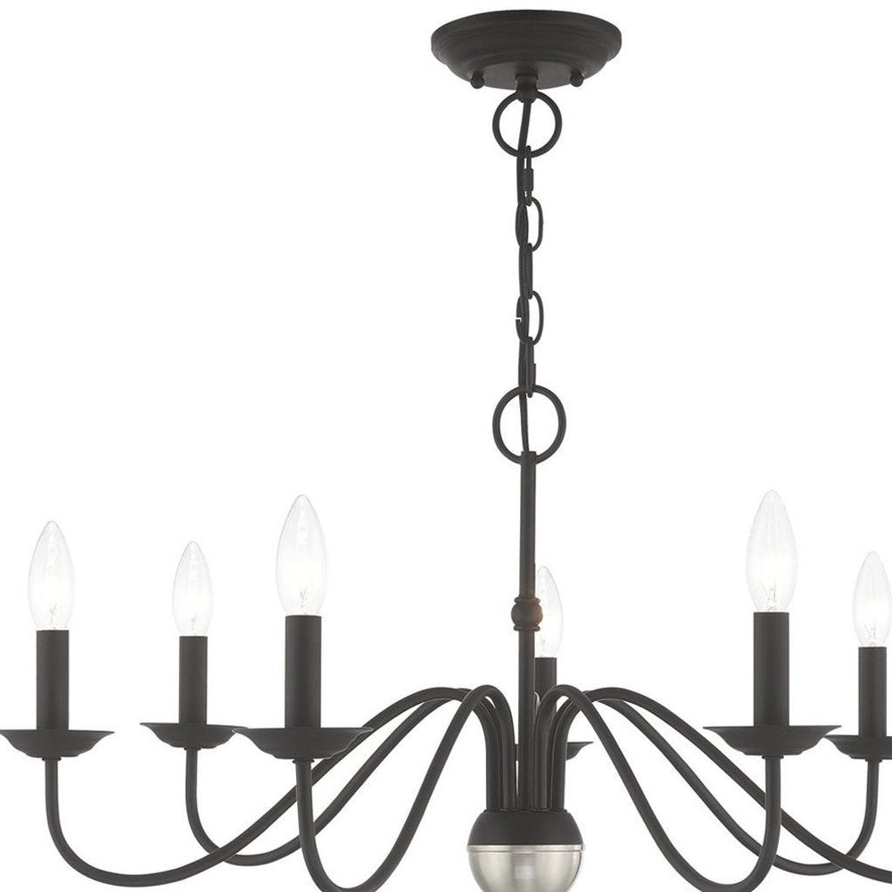 Black Seven Light Dimmable Chandelier With Shades