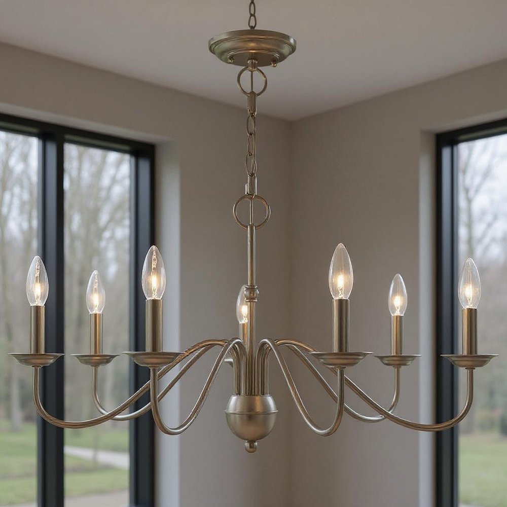 Seven Light Dimmable Chandelier With Shades