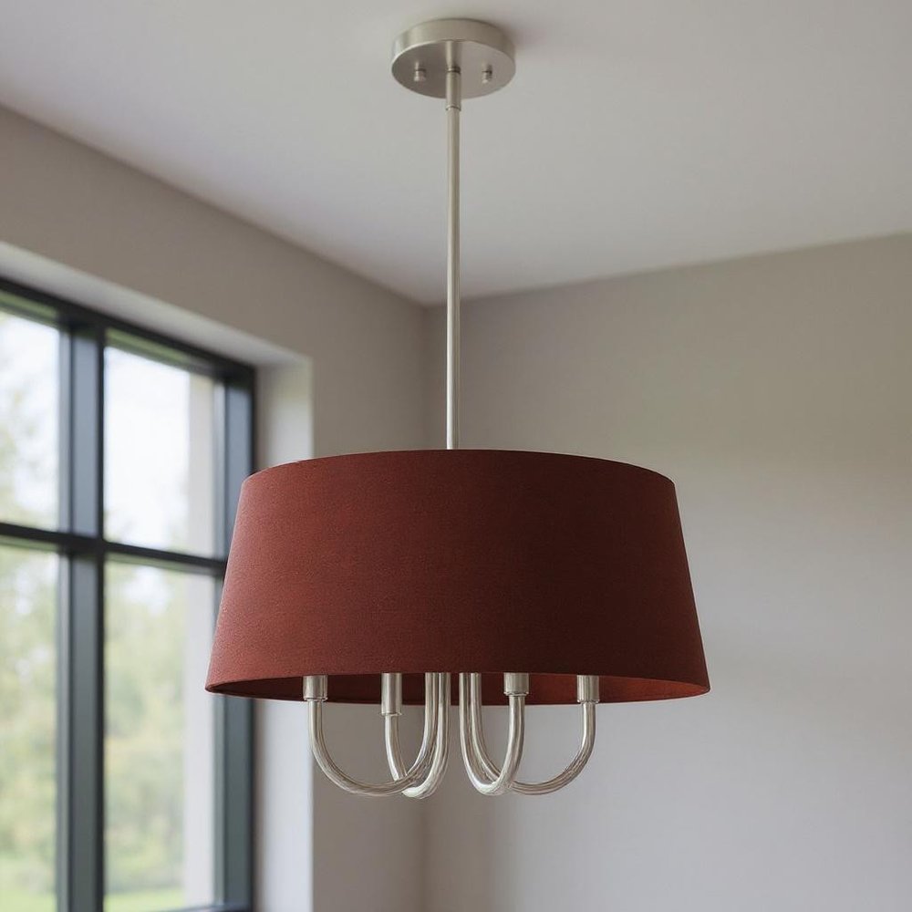 Nickel Four Light Metal Dimmable Chandelier With Shades