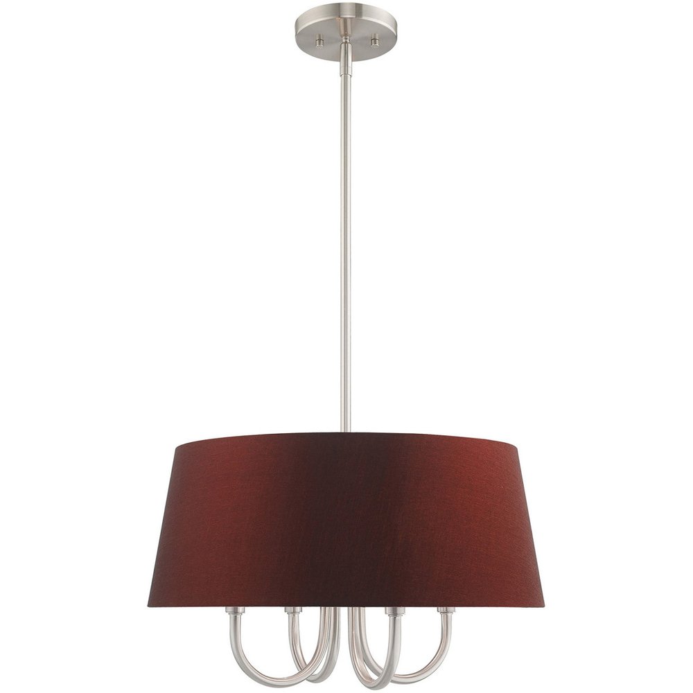 Nickel Four Light Metal Dimmable Chandelier With Shades