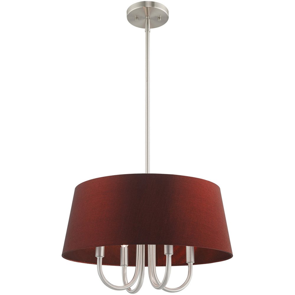 Nickel Four Light Metal Dimmable Chandelier With Shades