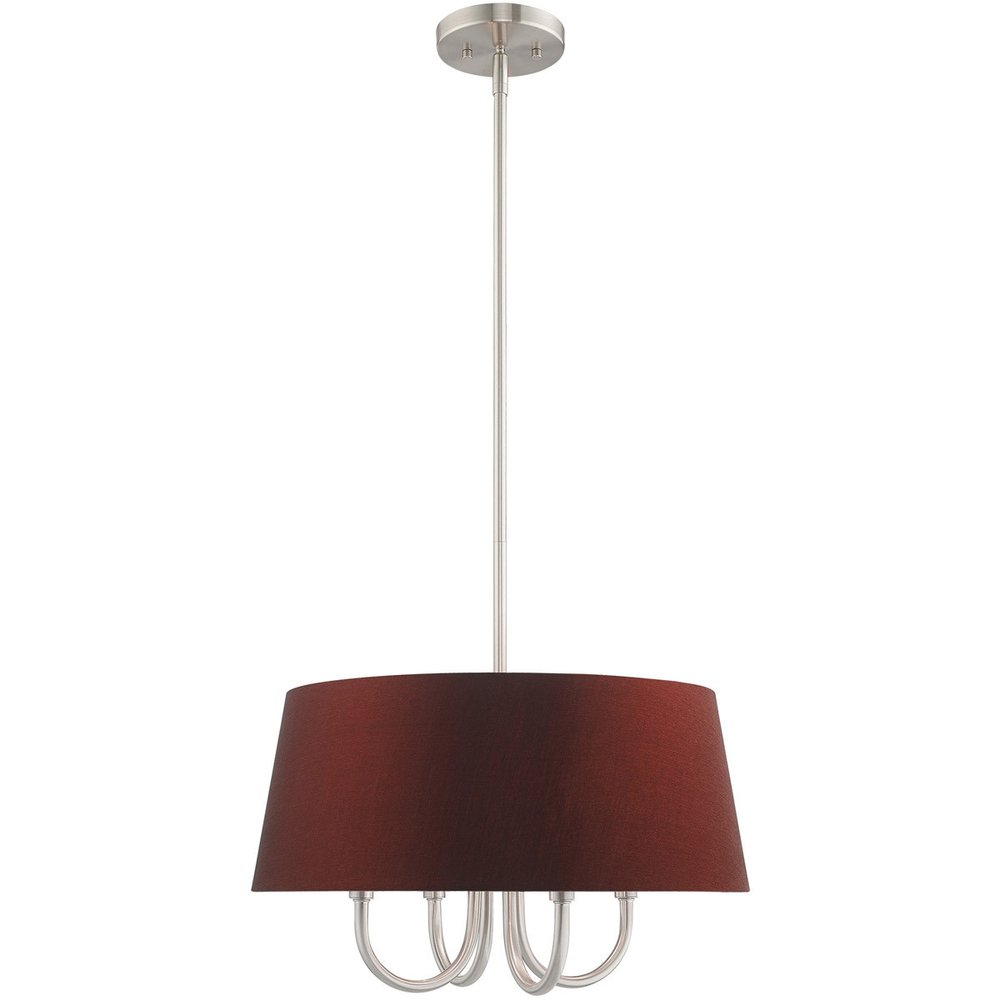 Nickel Four Light Metal Dimmable Chandelier With Shades