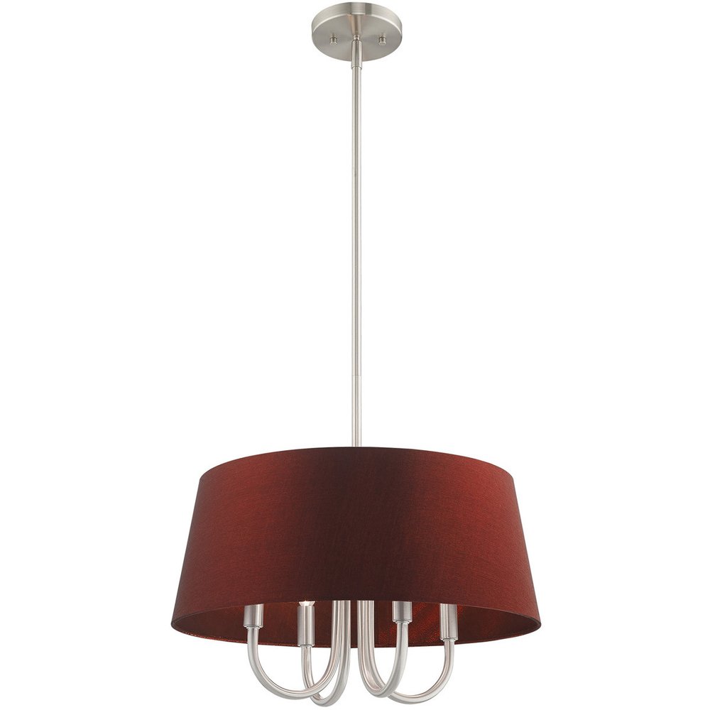Nickel Four Light Metal Dimmable Chandelier With Shades