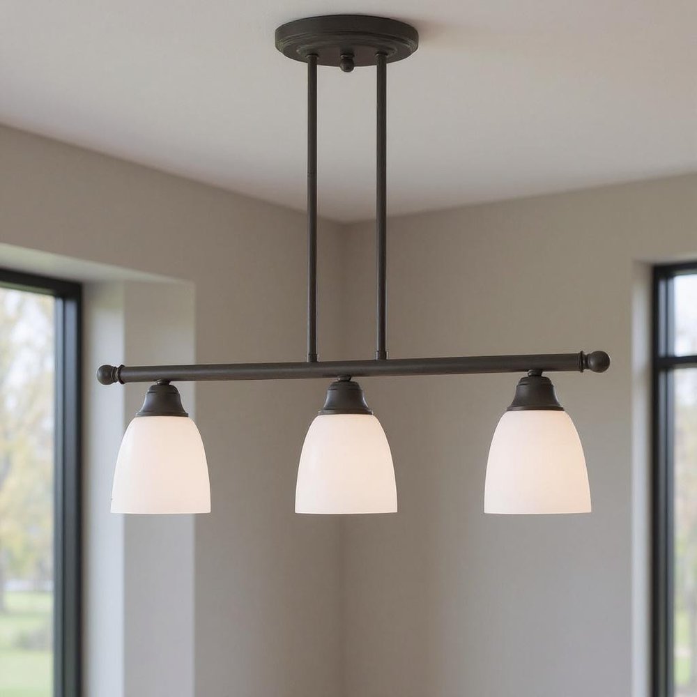 Bronze Three Light Dimmable Chandelier With Shades
