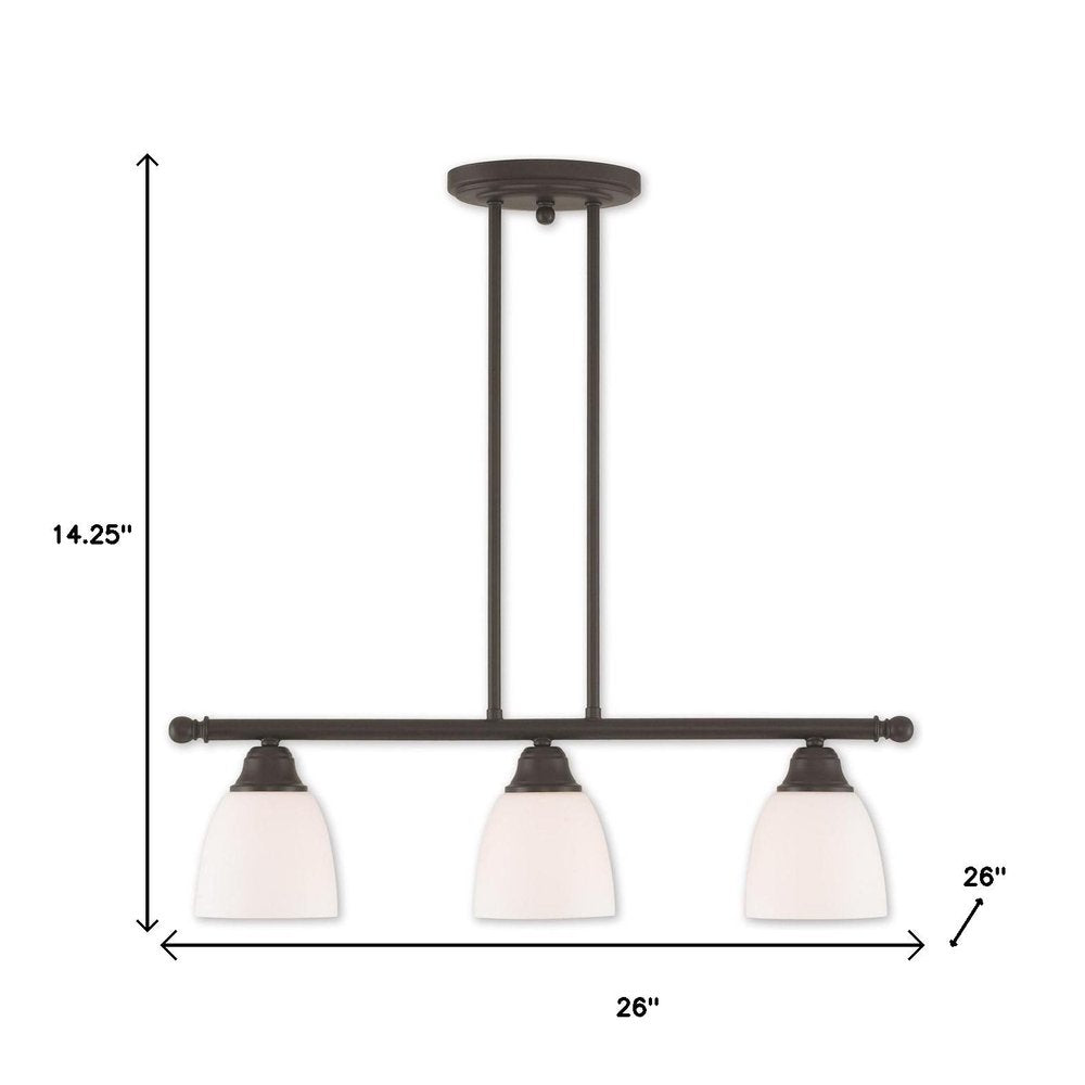 Bronze Three Light Dimmable Chandelier With Shades