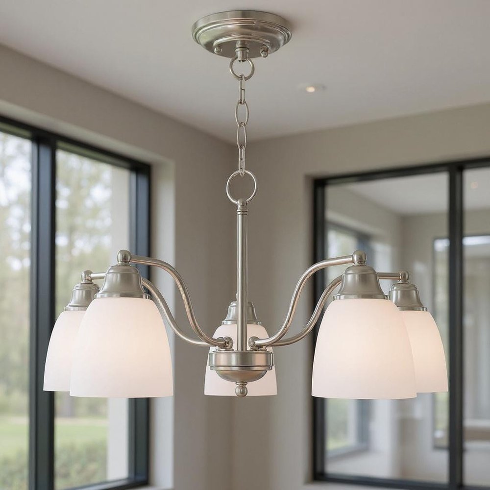 Five Light Dimmable Chandelier With Shades
