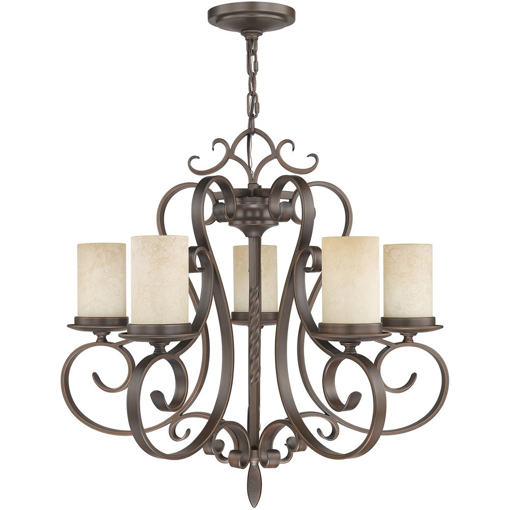 Five Light Dimmable Chandelier With Shades