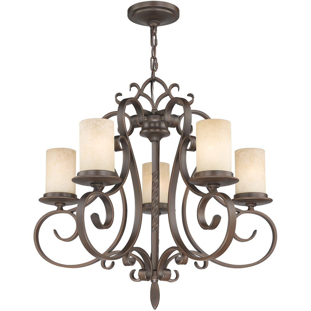 Five Light Dimmable Chandelier With Shades