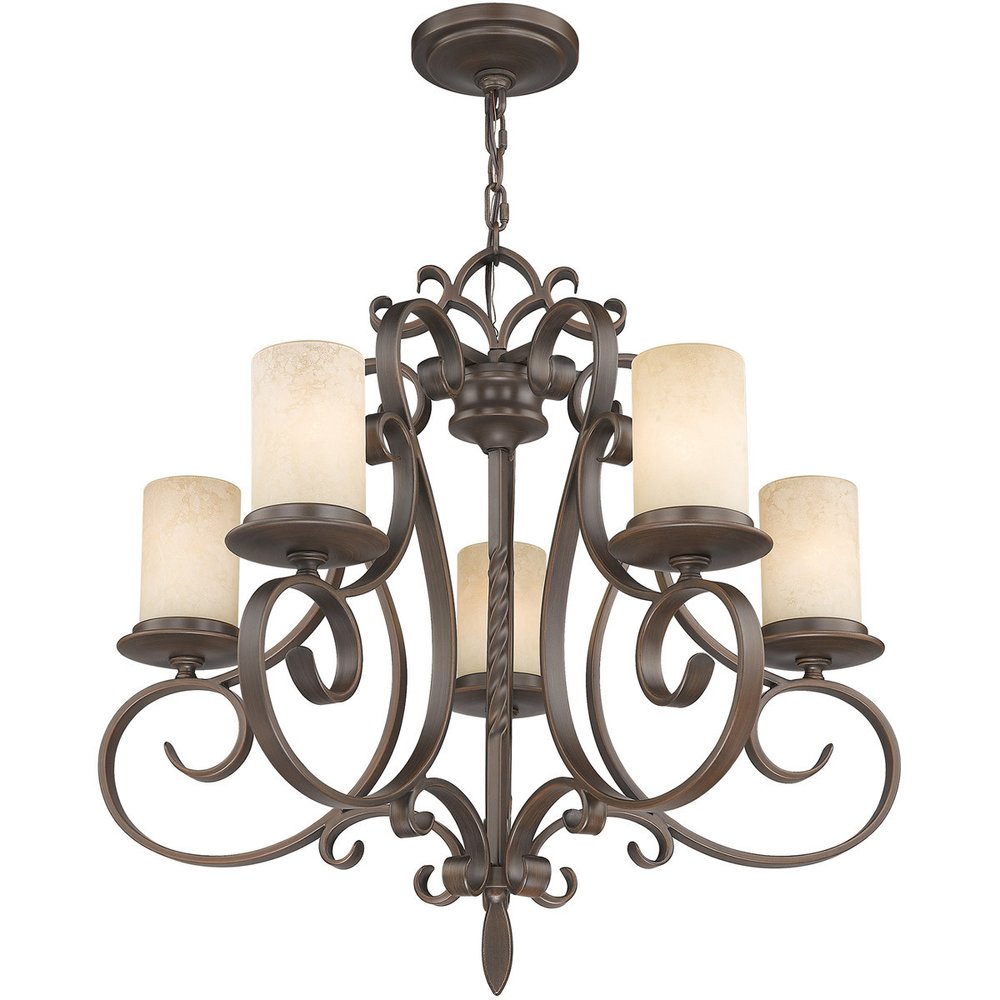 Five Light Dimmable Chandelier With Shades