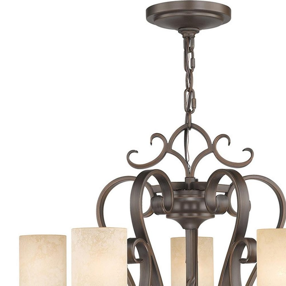 Five Light Dimmable Chandelier With Shades