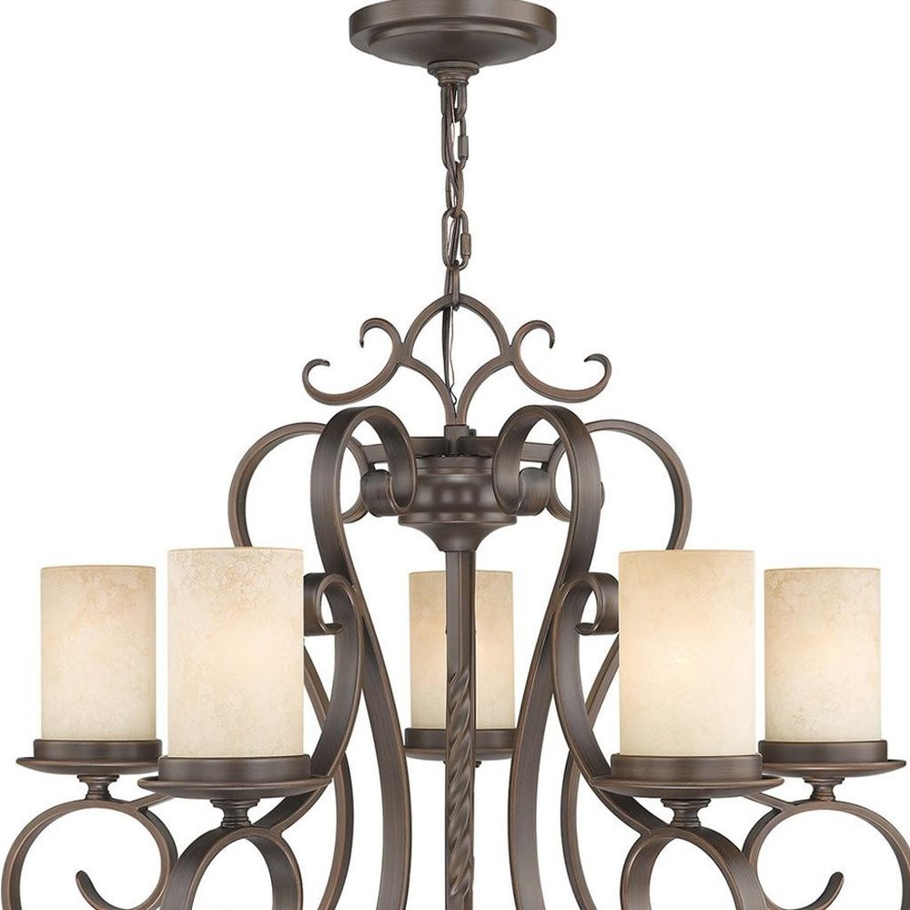 Five Light Dimmable Chandelier With Shades