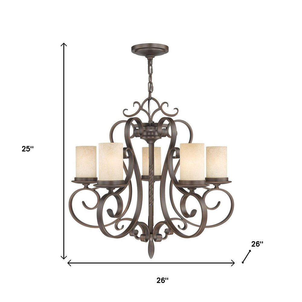 Five Light Dimmable Chandelier With Shades