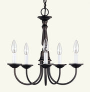 Bronze Five Light Metal Dimmable Chandelier With Shades
