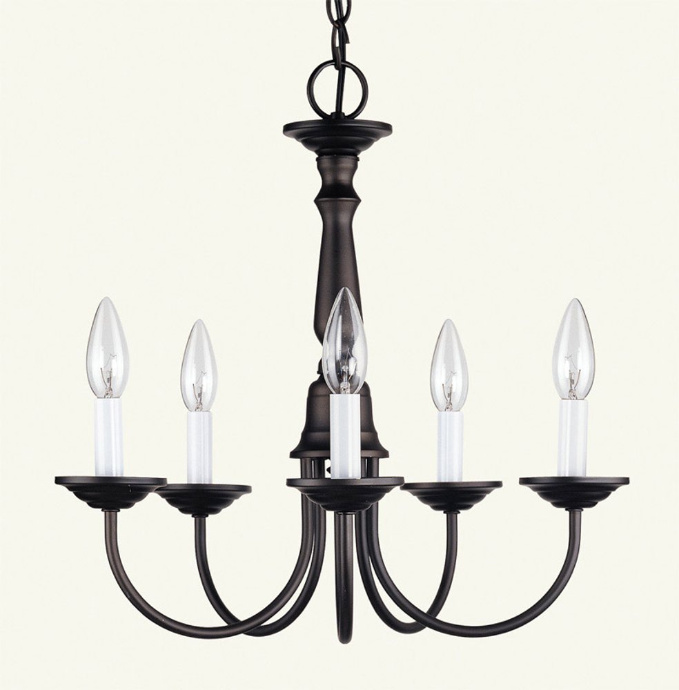 Bronze Five Light Metal Dimmable Chandelier With Shades