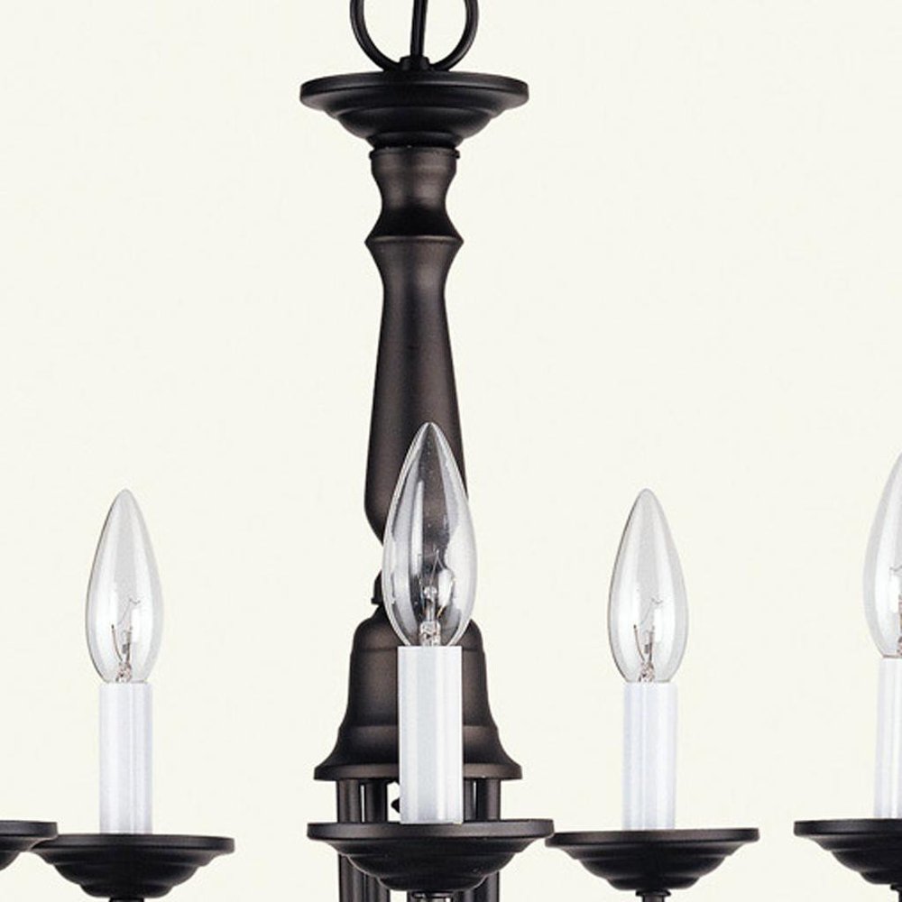 Bronze Five Light Metal Dimmable Chandelier With Shades