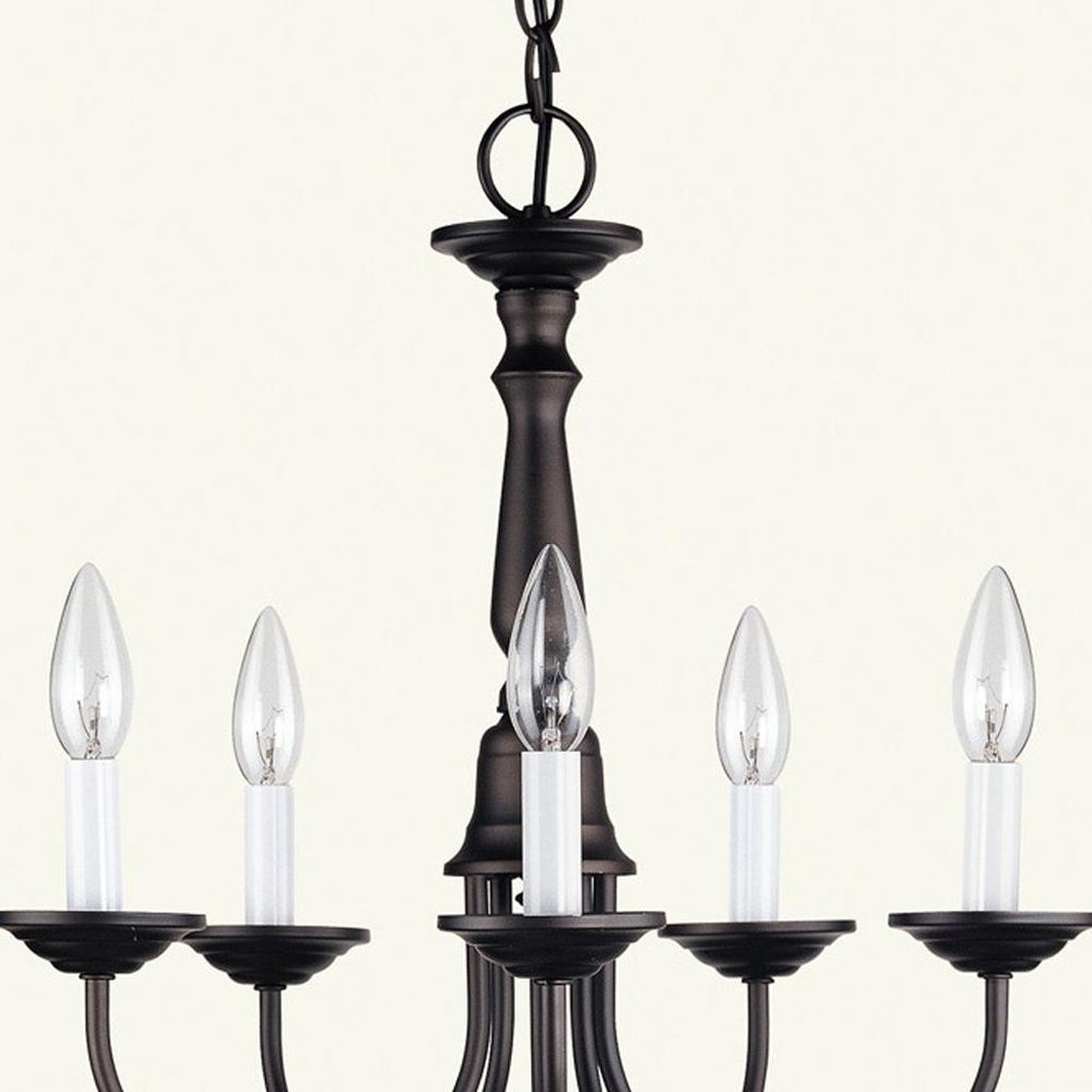 Bronze Five Light Metal Dimmable Chandelier With Shades