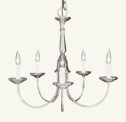 Nickel Five Light Metal Dimmable Chandelier With Shades
