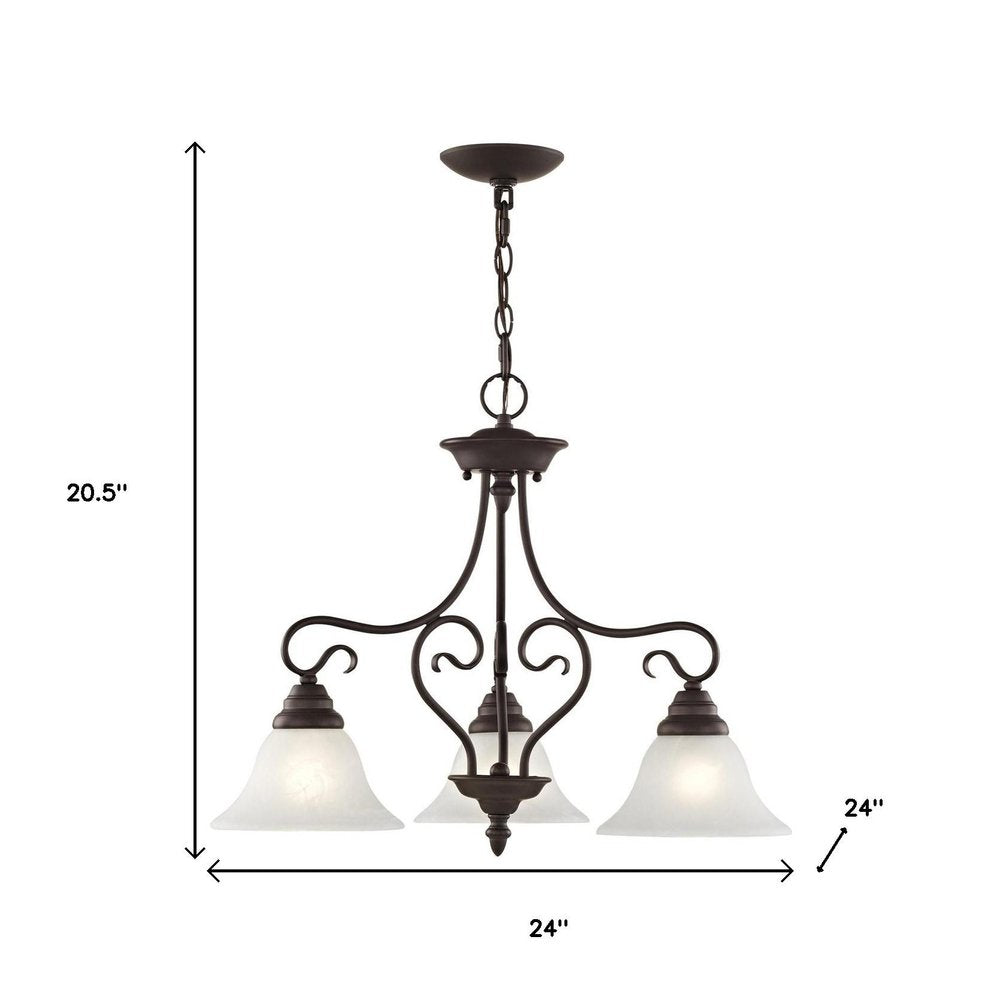 Bronze Three Light Dimmable Chandelier With Shades