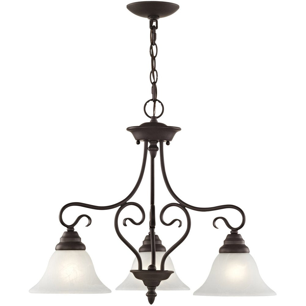 Bronze Three Light Dimmable Chandelier With Shades