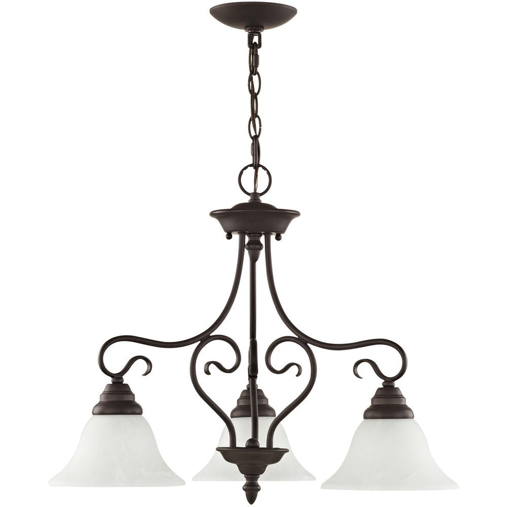 Bronze Three Light Dimmable Chandelier With Shades