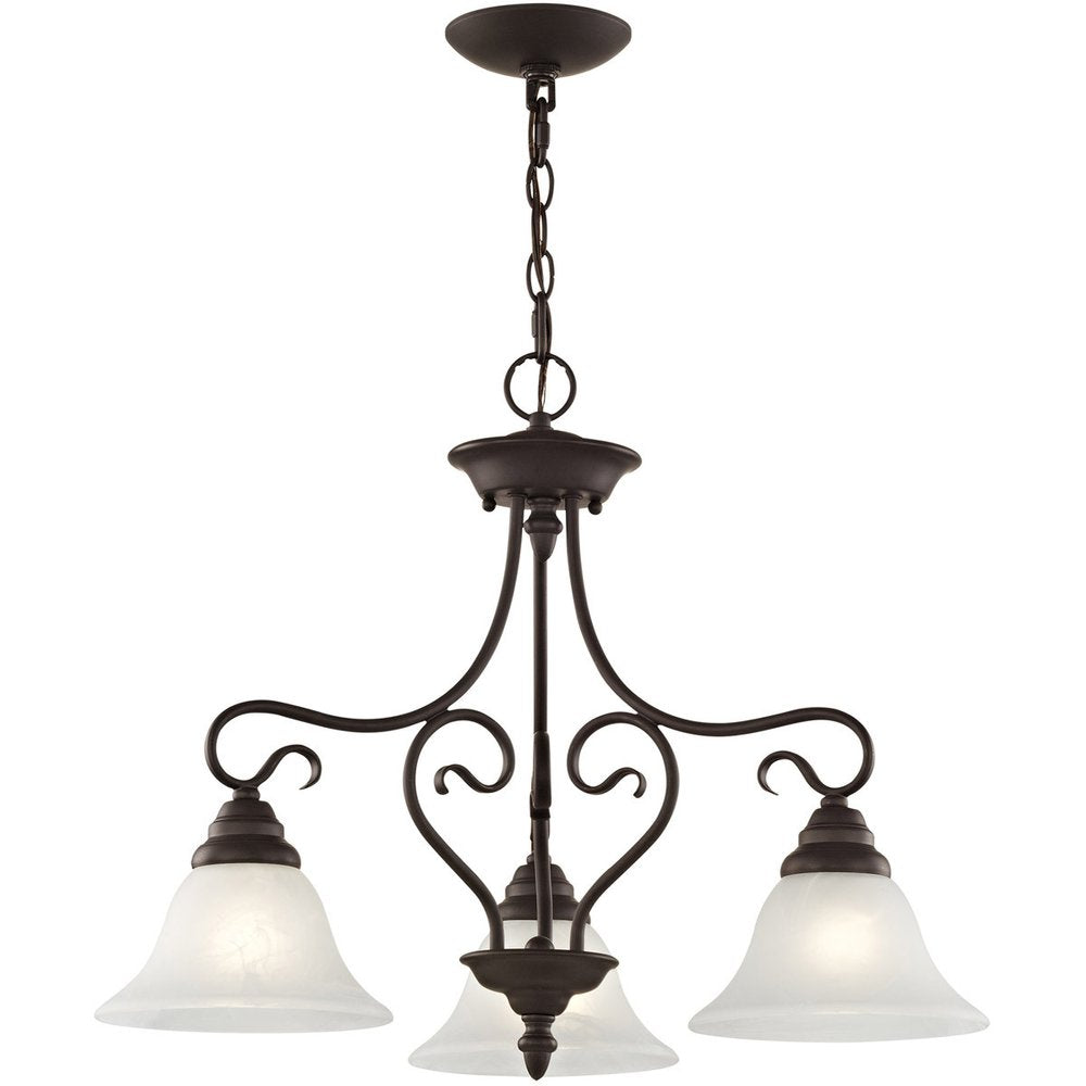 Bronze Three Light Dimmable Chandelier With Shades