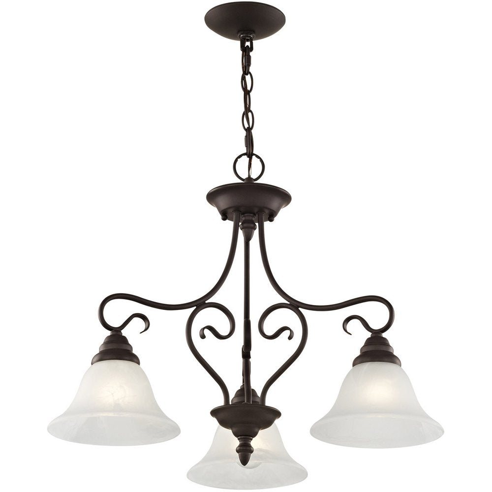 Bronze Three Light Dimmable Chandelier With Shades