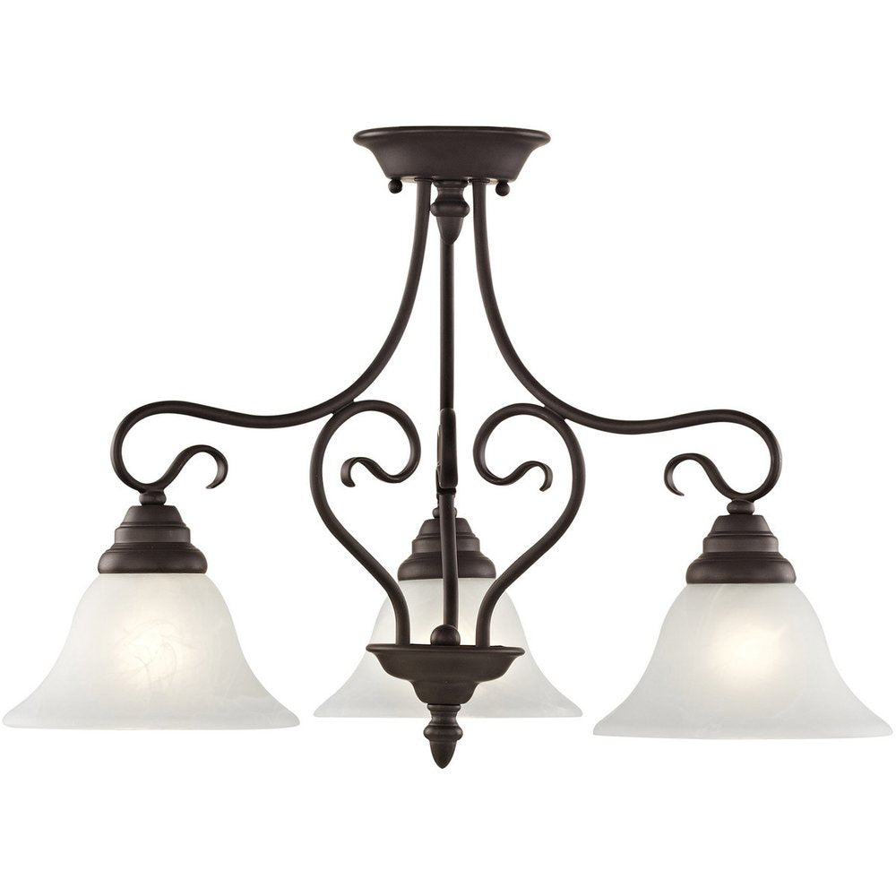 Bronze Three Light Dimmable Chandelier With Shades