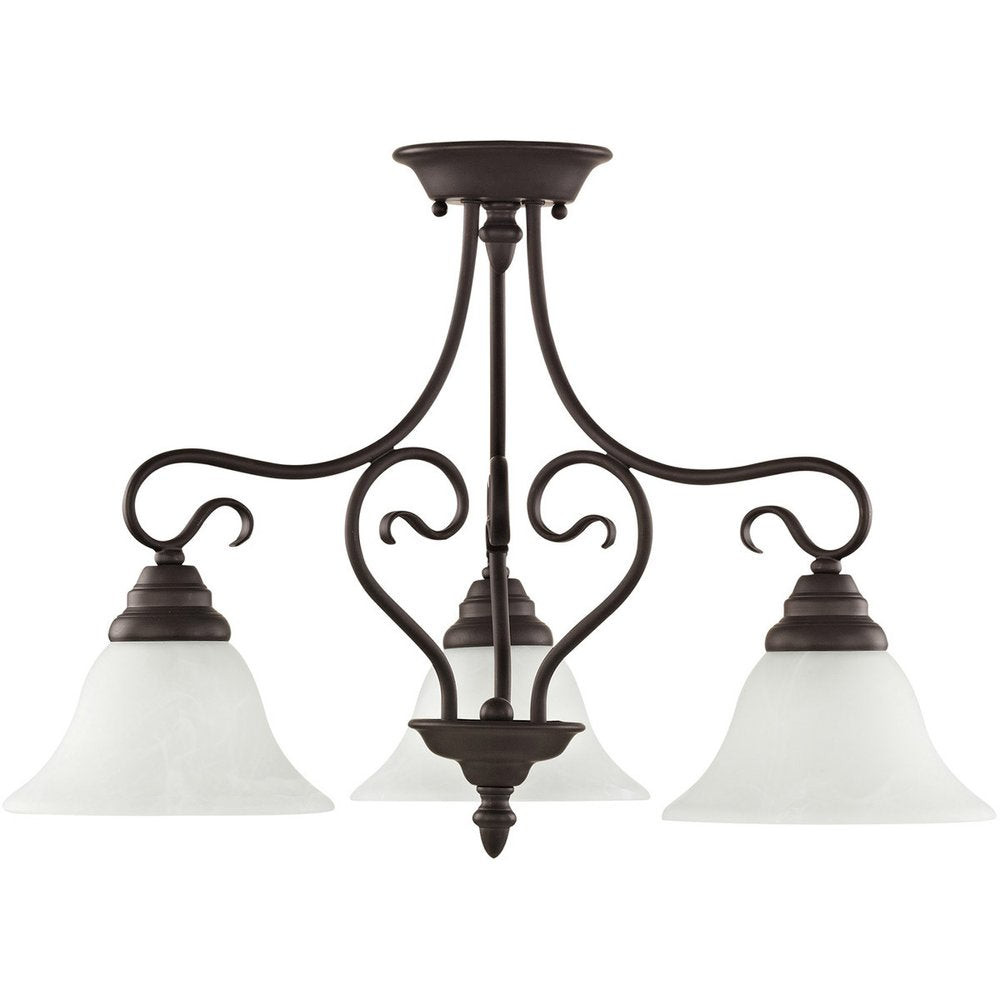 Bronze Three Light Dimmable Chandelier With Shades