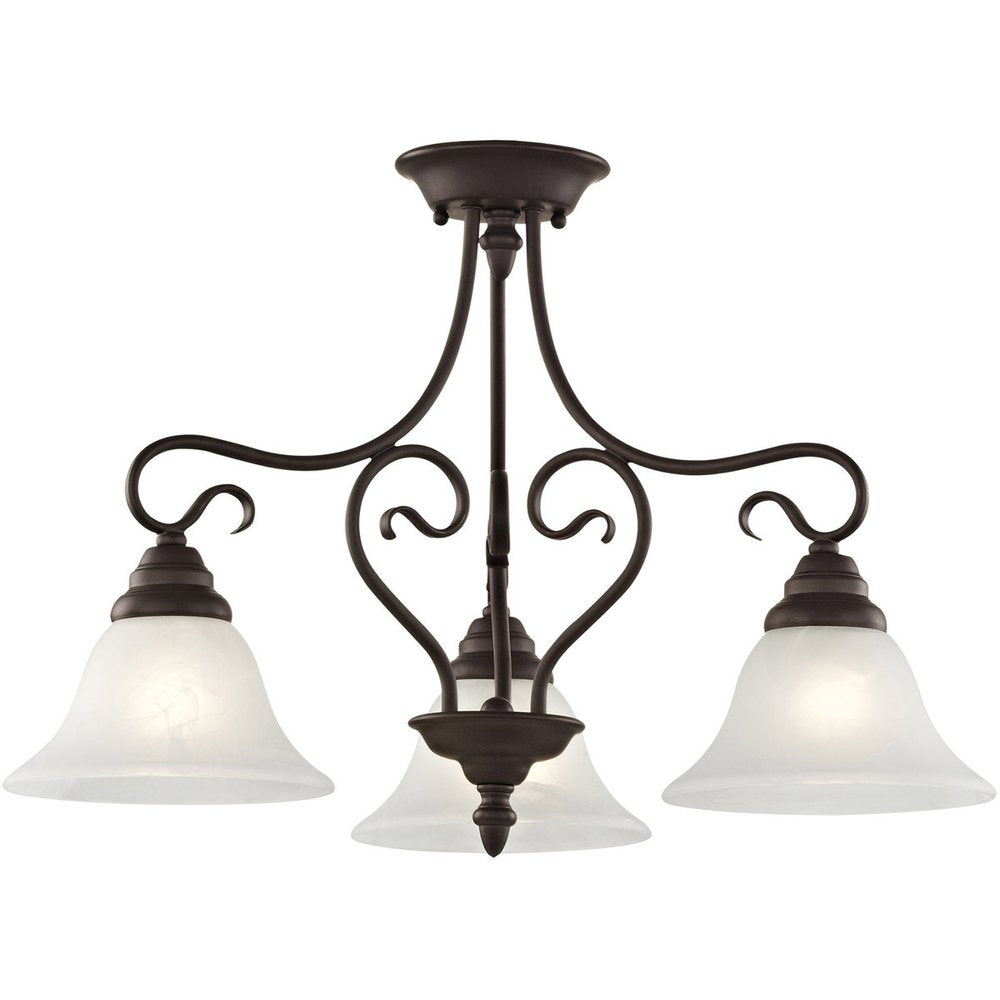 Bronze Three Light Dimmable Chandelier With Shades