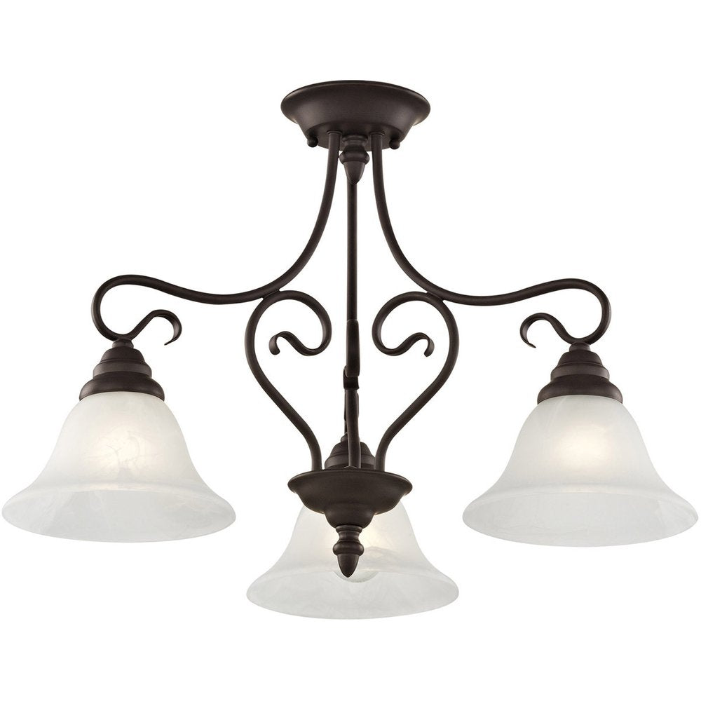 Bronze Three Light Dimmable Chandelier With Shades