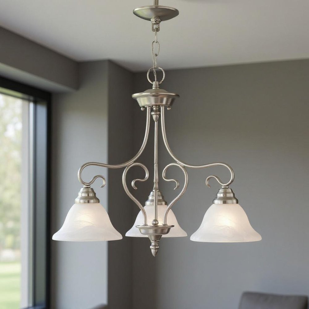 Three Light Dimmable Chandelier With Shades