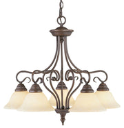 Bronze Five Light Metal Dimmable Chandelier With Shades